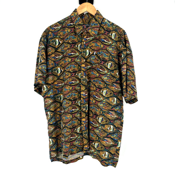 Vintage Kahala Hawaiian Mens 100% Silk Button Up Shirt Medium 80's 90's Camp - Picture 1 of 8